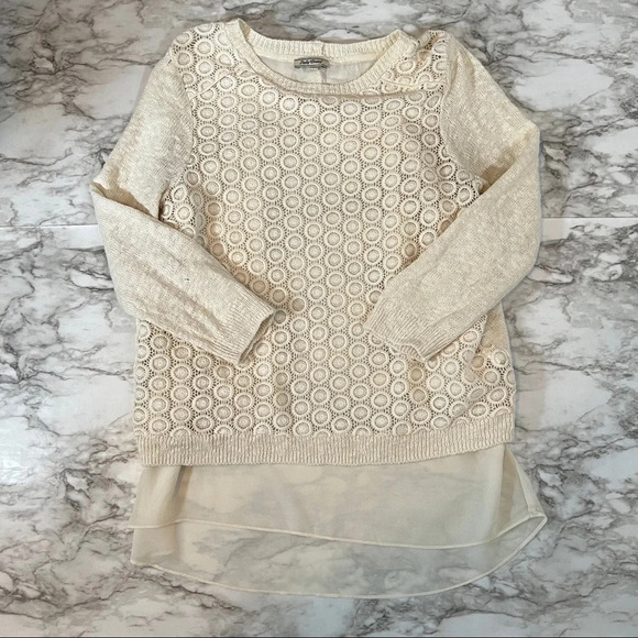 Lucky Brand Layer Lace Crochet Sweater, Small - Picture 1 of 8